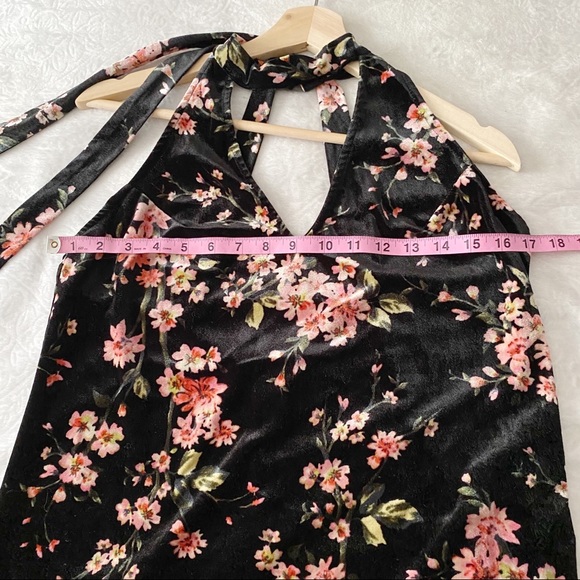 Lush Floral Print Velvet Choker Dress - Picture 5 of 11